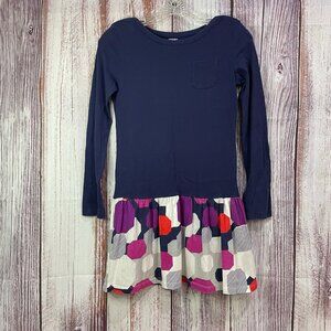 Gymboree Drop Waist Long Sleeve Blue Dress w/ Dotted Skirt Girls Size 12  #5111